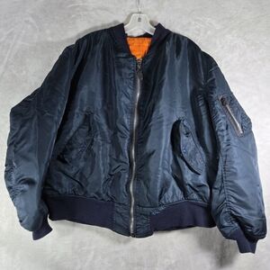 Alpha Industries MA-1 Flight Bomber Jacket USA Made Mens Size XXL 2XL Blue